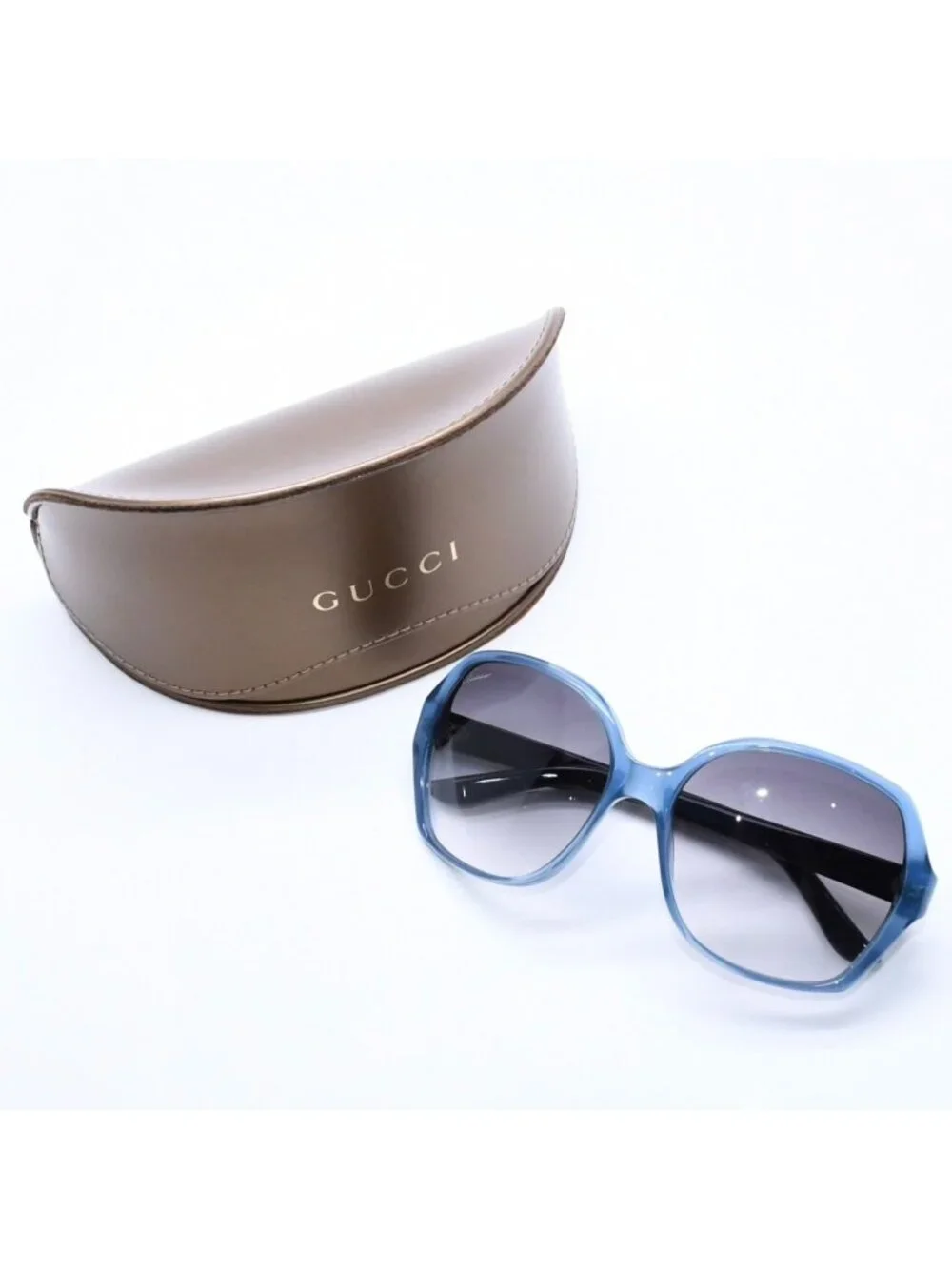 Gucci Square Butterfly Shape Sunglasses S Eyewear Clear Blue Double G Logo